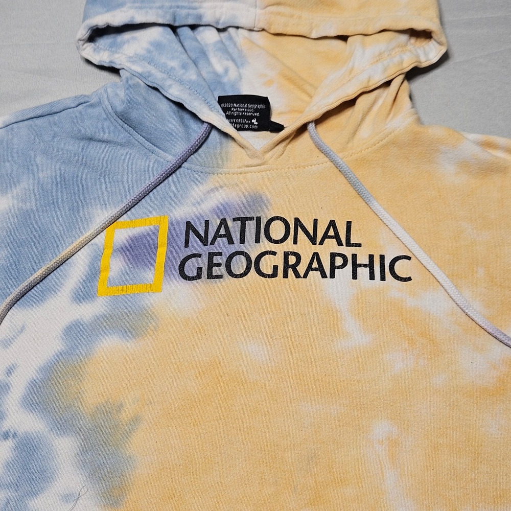 National Geographic Hoodie Mens Large Blue Yellow Tie Dye Bahamas Exuma Cays